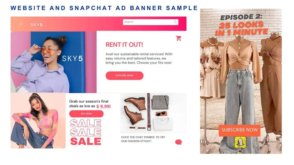 Website and social advertising banner concepts for fashion and retail campaigns