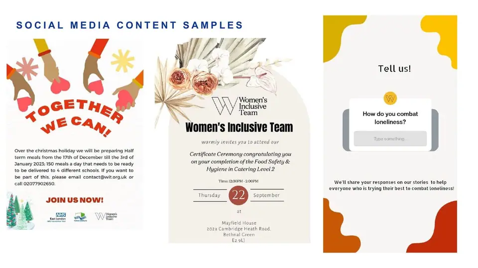 Community social content supporting food programmes, inclusion and audience research