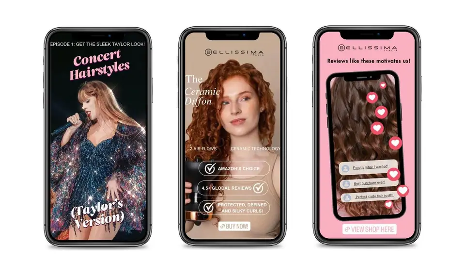 Mobile fashion campaign concepts with product storytelling and customer reviews